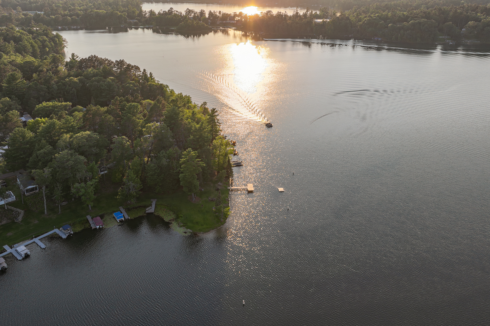 Lakefront RV Park boats-at dock Woodruff Wisconsin